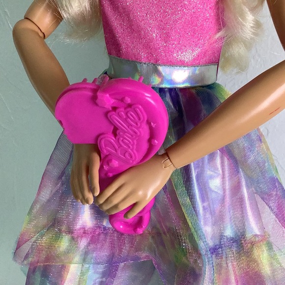 Barbie 28” Doll Tie Dye Sparkle hair with Crown and hair brush EUC - Picture 7 of 11